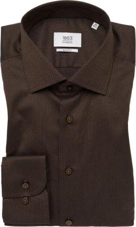 SLIM FIT Hemd in dunkelbraun unifarben