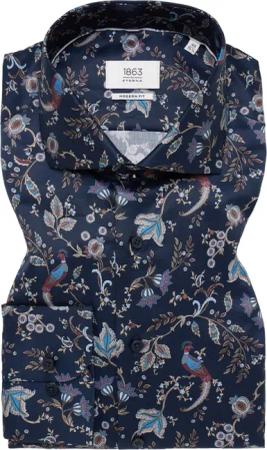 MODERN FIT Hemd in navy bedruckt