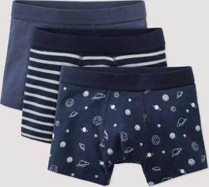 hessnatur Kinder Jungen Pants Regular Cut im 3er-Pack aus Bio-Baumwolle - blau - Größe 122/128