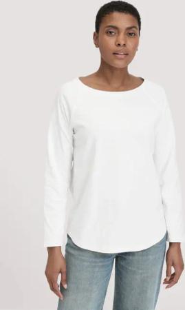 hessnatur Damen Longsleeve Relaxed aus Bio-Baumwolle - weiß - Größe 46