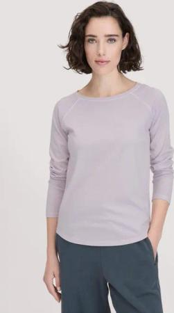 hessnatur Damen Longsleeve Relaxed aus Bio-Baumwolle - lila - Größe 46