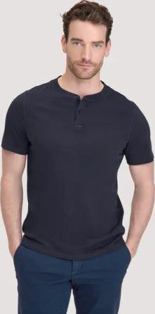 hessnatur Herren Heavy Jersey Henley Shirt Relaxed aus Bio-Baumwolle - blau - Größe 52