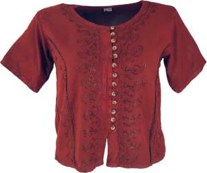 Guru-Shop Longbluse Kurzes Blusentop Boho chic,