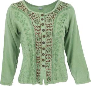 Guru-Shop Longbluse Kurzes Blusentop Boho chic,