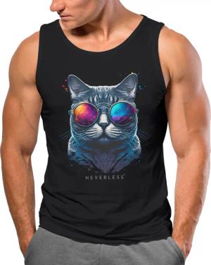 Neverless Tanktop Herren Tank-Top Aufdruck Katze
