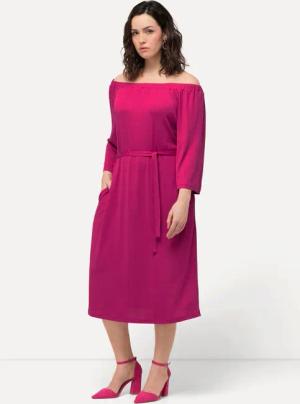 Ulla Popken Jerseykleid Midikleid Strukturjersey schulterfrei