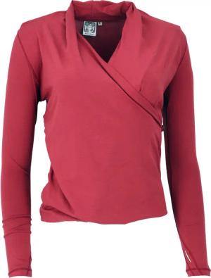 Guru-Shop Longsleeve Langarmshirt im Wickellook mit