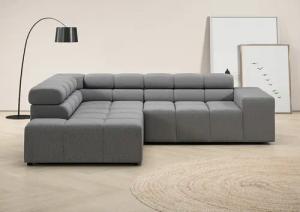 INOSIGN Ecksofa "Ancona, incl. Kopfteilverstellung + 3 Zierkissen, L-Form, Breite 249cm", wahlweise motorische Sitztiefenverstellung, B/T(H: 249/215/70 cm