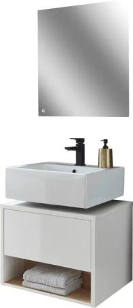 Places of Style Badmöbel-Set "Studio Line, Bad im modernen Design, 2-teiliges Badezimmer", (2 St.), Unterschrank und Spiegel, in zwei Farben verfügbar, viel Stauraum