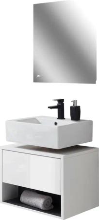 Places of Style Badmöbel-Set "Studio Line, Bad im modernen Design, 2-teiliges Badezimmer", (2 St.), Unterschrank und Spiegel, in zwei Farben verfügbar, viel Stauraum
