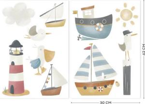 LITTLE DUTCH Wandtattoo "Little Dutch Selbstklebende Wandtattoo Set Sailors Bay", (Set, 2 St.), Little Dutch - Luxus Wandaufkleber - Sailors Bay - 2x 42x30cm