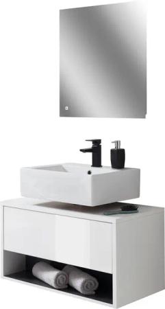 Places of Style Badmöbel-Set "Studio Line, Bad im modernen Design, 2-teiliges Badezimmer", (2 St.), Unterschrank und Spiegel, in zwei Farben verfügbar, viel Stauraum