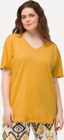 Ulla Popken T-Shirt T-Shirt Ziernähte V-Ausschnitt