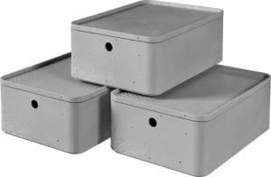 Curver Organizer "BETON M", (Set, 3 St.), Aufbewahrungsbox, stapelbar, je 8 Liter