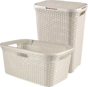 Curver Wäschekorb "Style", (Set, 2 St.), und Wäschewanne creme