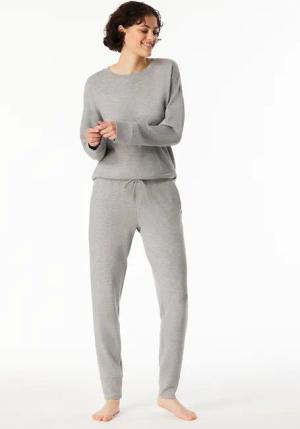 Hose lang Interlock Bündchen grau-meliert - Mix+Relax 44