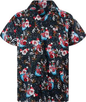 King Kameha Hawaiihemd Christmas Snowflakes Kurzarm