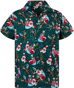 King Kameha Hawaiihemd Christmas Snowflakes Kurzarm