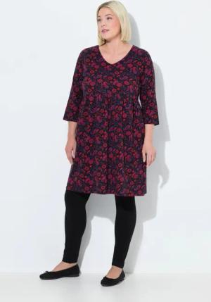Ulla Popken Jerseykleid Jerseykleid A-Linie V-Ausschnitt