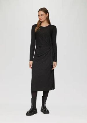 s.Oliver Maxikleid Glitzerndes Jersey-Kleid mit Knotendetail