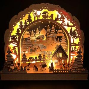Online-Fuchs LED Schwibbogen mit verschneiter Winterlandschaft