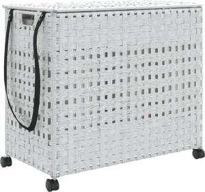 vidaXL Wäschekorb Wäschekorb mit Rollen Weiß