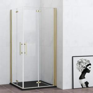 Duschparadies Eckdusche H:195cm Gold Falttür Scharniertür