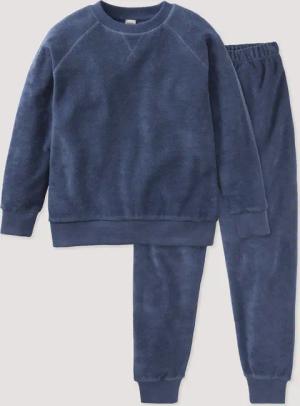 hessnatur Kinder  Frottee Pyjama aus Bio-Baumwolle - blau - Größe 122/128