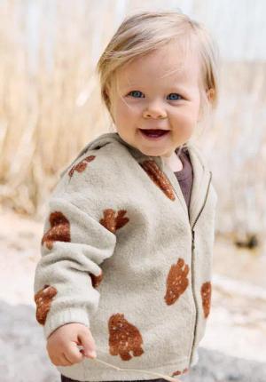 hessnatur Baby Fleece Jacke reiner Bio-Baumwolle - braun - Größe 98/104