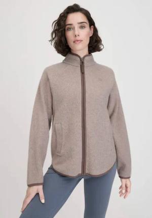 hessnatur Loungewear Fleece Jacke Relaxed ACTIVE LIGHT aus Bio-Baumwolle - beige - Größe S