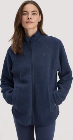hessnatur Loungewear Fleece Jacke Relaxed ACTIVE LIGHT aus Bio-Baumwolle - blau - Größe XL