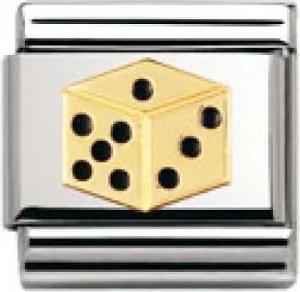 Nomination Classic - GOOD LUCK Edelstahl, Email und 18K-Gold (Wurfel)