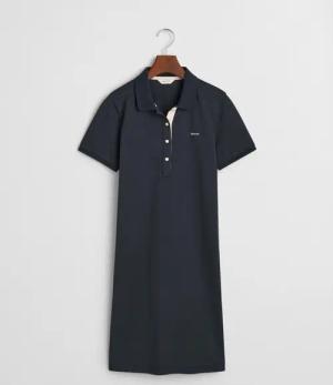 Gant Maxikleid Piqué-Polokleid mit Kontrastkragen -