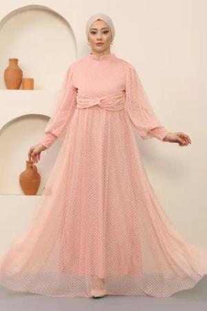 MODAMİHRAM Midikleid KleidInci Detailliertes Tüllabendkleid