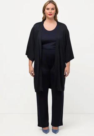 Ulla Popken Sommerjacke Kimono Slinky-Piqué Stehkragen
