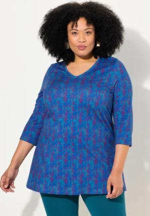 Ulla Popken Longshirt Longshirt Batikmuster A-Linie