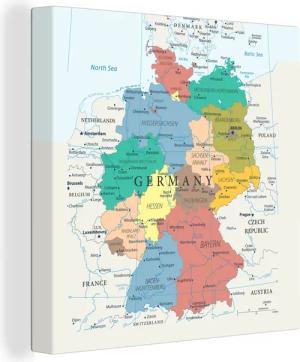 OneMillionCanvasses® Leinwandbild Detaillierte Karte von Deutschland,