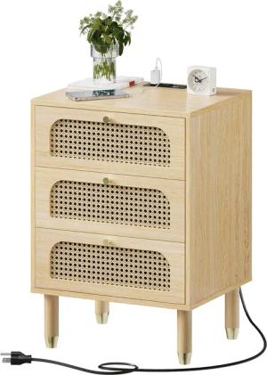 VINGLI Nachttisch mit Ladefunktion, Kommode mit