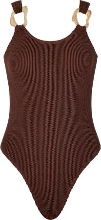 Moda Minx Badeanzug "SCRUNCH Irregular Hoop Swimsuit", (1 St.), mit edlen Schmuckelementen an den Trägern