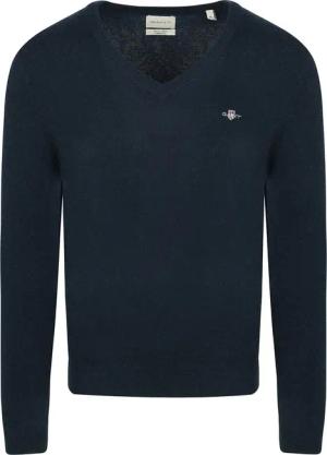 Gant Pullover V-Ausschnitt Wool Blend Navy Melange - Größe L