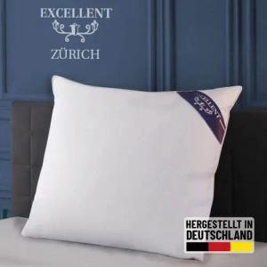 Excellent 3-Kammer-Kopfkissen "Zürich, in 40x80 und 80x80 und weitere Größen", Füllung: weiße neue Daunen und Federn, Klasse I, Bezug: feiner Daunen-Batist, 100% Baumwolle, (1 St.), allergikerfreundlich, hergestellt in Deutschland