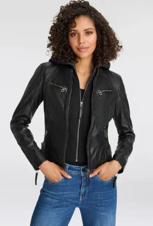 Gipsy Lederjacke "NOLA", mit Kapuze, Two-in-One Style - mit abnehmbarer Jersey-Kapuze