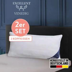 Excellent 3-Kammer-Kopfkissen "Venedig, Kissen hergestellt in Deutschland, für Allergiker", Füllung: 90% Daunen (Außenkammer), Bezug: 100% Baumwolle, (2 St.), Kopfkissen in 40x80 und 80x80, Hohenstein Institute ausgezeichnet