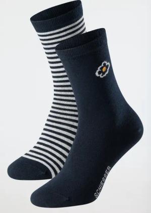 Damensocken 2er-Pack Organic Cotton Blume Ringel lila - Fashion 35/38
