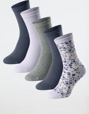 Damensocken 5er-Pack Organic Cotton Blumen mehrfarbig - Fashion 35/38