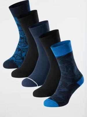 Herrensocken 5er-Pack Organic Cotton blau/ schwarz - Fashion 43/46