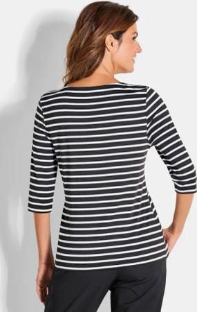 Ringelshirt aus Jersey - schwarz / weiß / gestreift - Gr. 48 von Goldner Fashion
