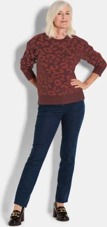 Pullover mit Leomuster - bordeaux / gemustert - Gr. 21 von Goldner Fashion