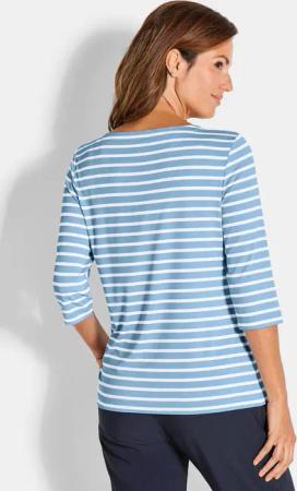 Ringelshirt aus Jersey - hellblau / weiß / gestreift - Gr. 48 von Goldner Fashion
