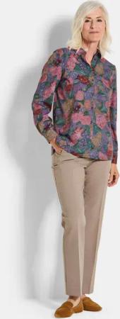 Hemdbluse mit Blumenmuster - flieder / gemustert - Gr. 25 von Goldner Fashion